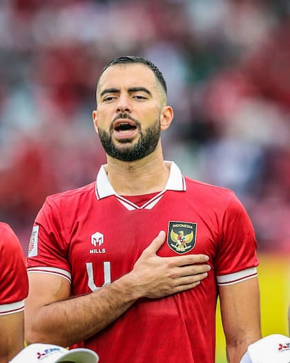 Jordi Amat Maas en su debut con la camiseta de la selección de Indonesia