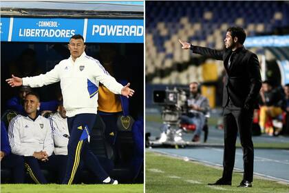 Jorge Almirón y Fernando Gago, en un choque clave entre Boca y Racing en la Bombonera, por la 14° fecha de la Liga Profesional