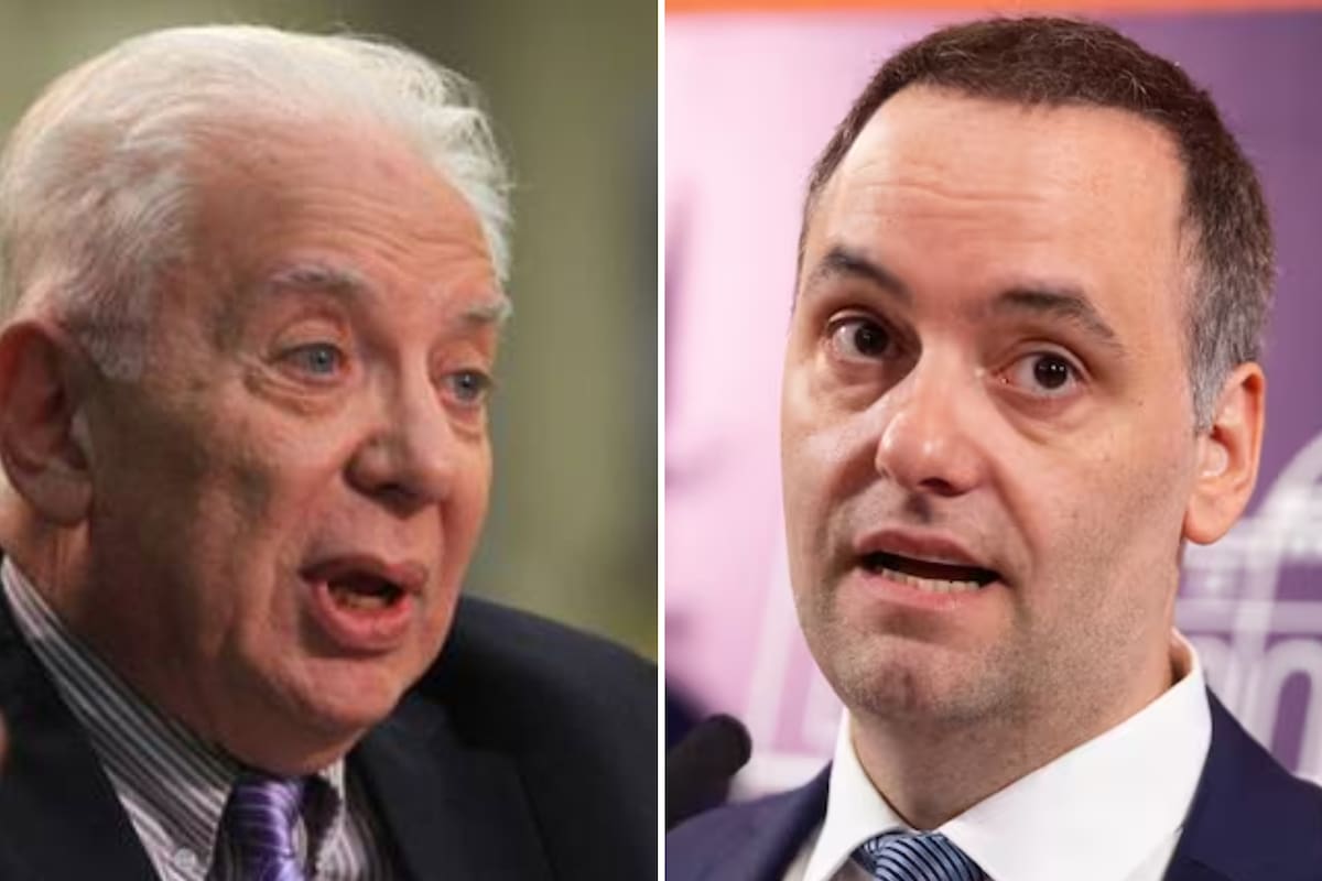 Jorge Altamira, histórico dirigente del Partido Obrero, y Manuel Adorni, vocero de la Presidencia