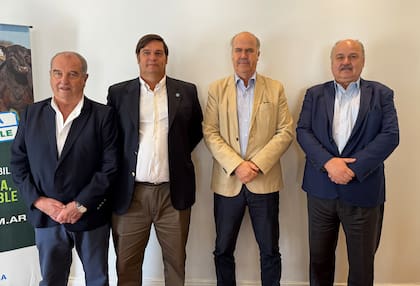 Jorge Grimberg, presidente saliente del Ipcva; Georges Breitschmitt, flamante presidente; Sergio Iraeta, secretario de Agricultura, y Mario Ravettino, presidente del Consorcio ABC