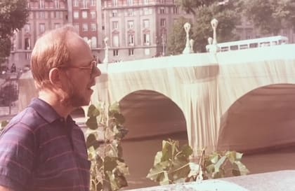 Jorge Helft con obra de Christo