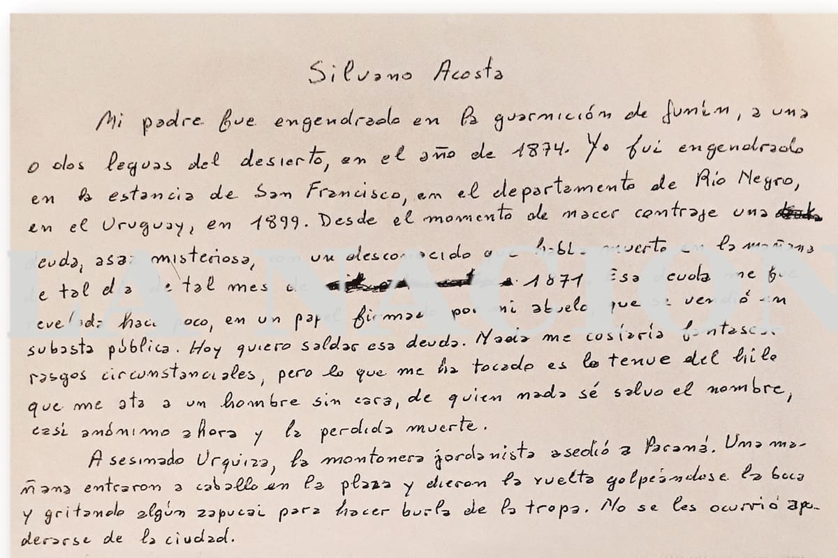 Jorge Luis Borges dictó a María Kodama este texto que el 19 de noviembre de 1985. Moriría en Ginebra unos meses más tarde, el 14 de junio de 1986. La historia real de un desertor y la culpa por un fusilamiento que ordenó su abuelo, el coronel Francisco Borges, sale a la luz aquí por primera vez.