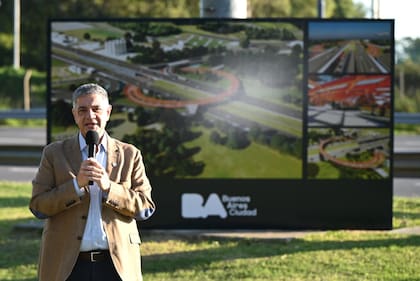 Jorge Macri durante el anuncio de la obra del túnel vehicular y un anillo peatonal que conectará el Bajo Belgrano con Aeroparque