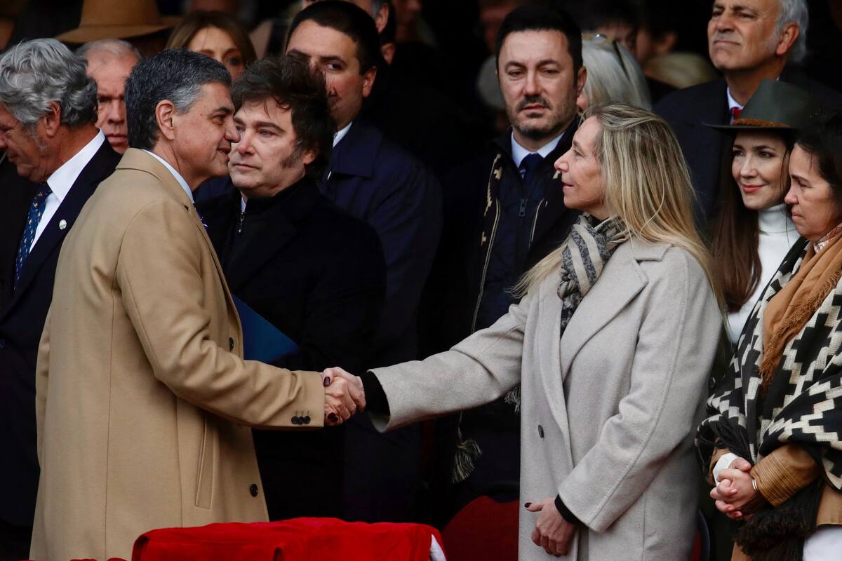 Jorge Macri y Karina Milei en el acto de La Rural