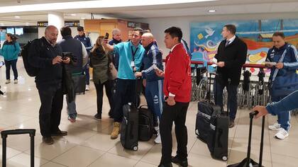 Jorge Sampaoli en la llegada a Melbourne