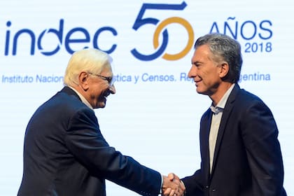 Jorge Todesca con el expresidente Mauricio Macri en la celebración de los 50 años del INDEC (2018)