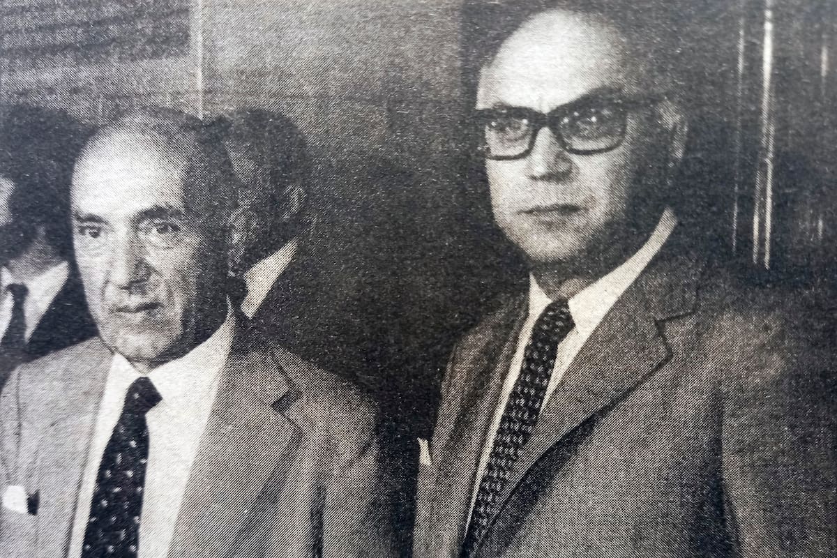 Jorge Wehbe (a la izquierda) y Bernardo Grinspun, en diciembre de 1983