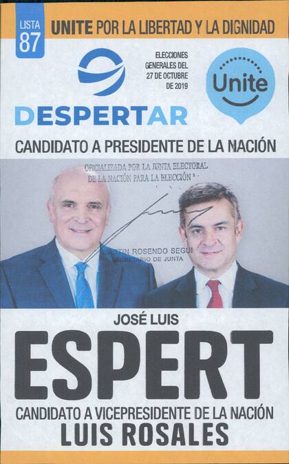 José Luis Espert y Luis Rosales, en la boleta del Frente Despertar.