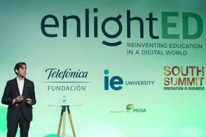 José María Álvarez-Pallete, presidente de Telefónica, durante el lanzamiento de EnlightED, en el South Summit 2018.