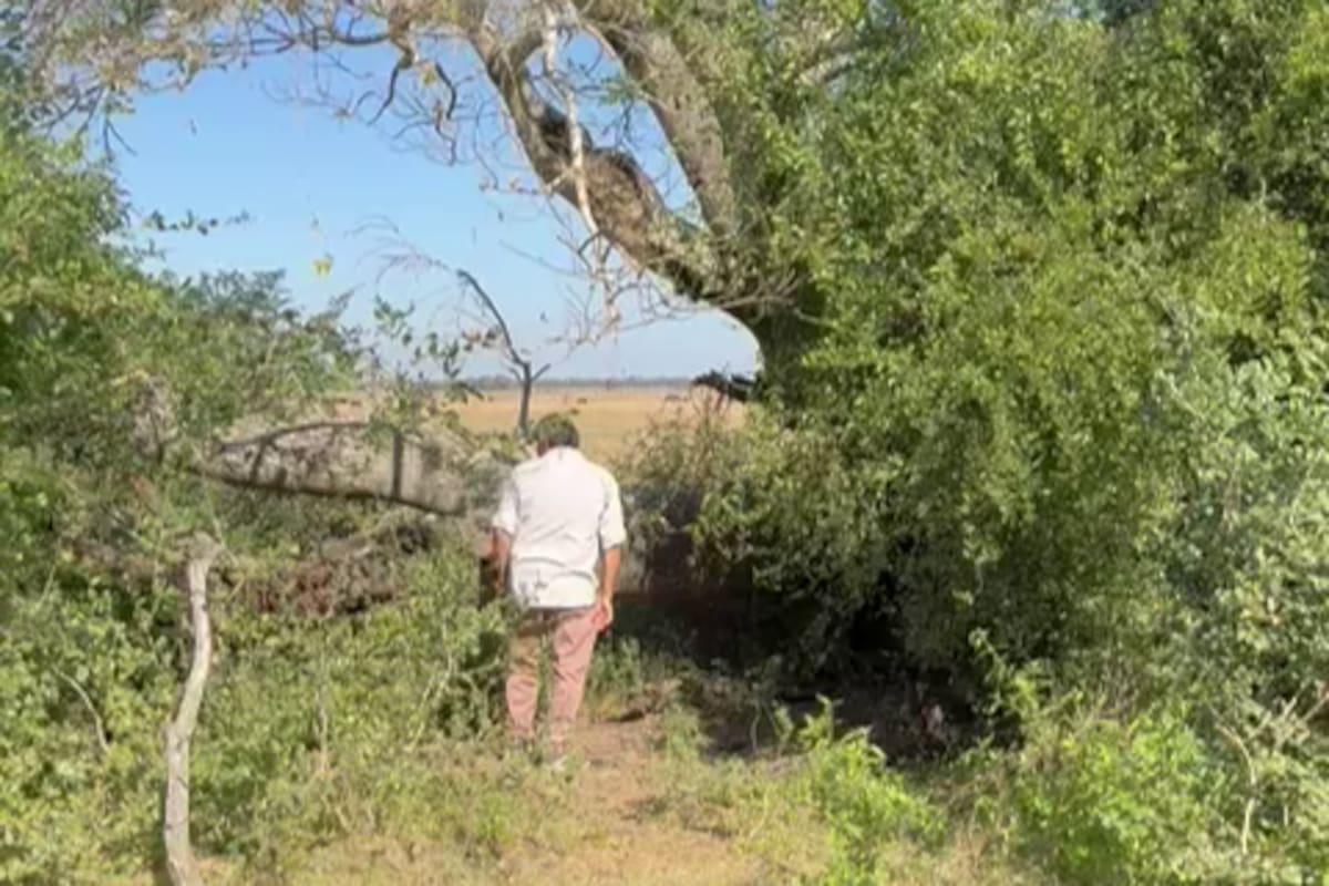 José Peña, el padre de Loan, en el lugar por donde podría haber sido llevado su hijo