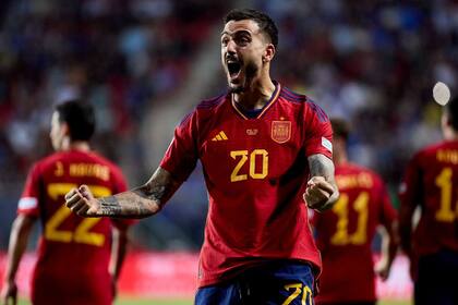 Joselu festeja el gol agónico ante Italia, que le dio la clasificación a España a la definición de la UEFA Nations League