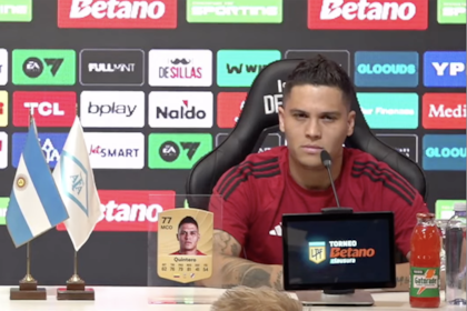 Juan Fernando Quintero, en la conferencia de prensa previa al superclásico