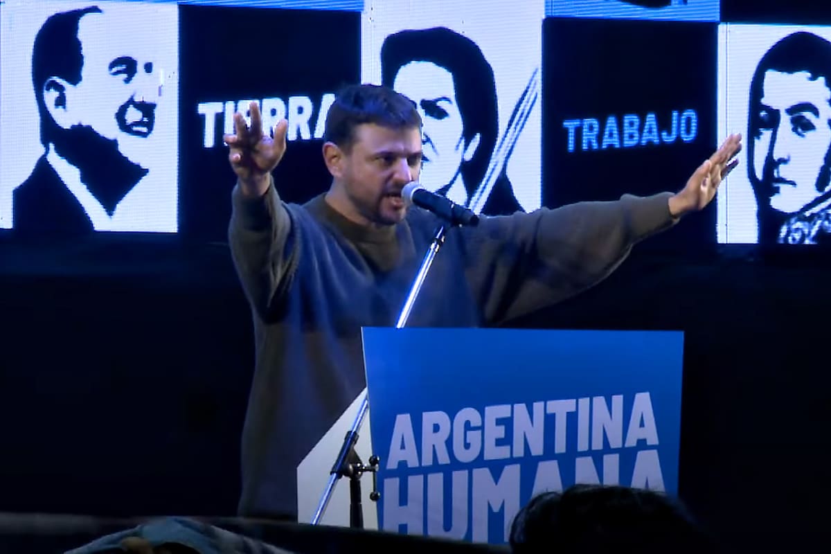 Juan Grabois, durante el acto en Ferro donde lanzó su precandidatura