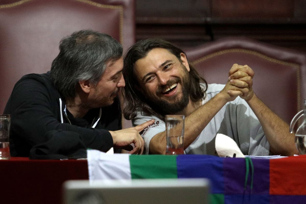 Juan Grabois en un evento junto a Máximo Kirchner