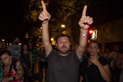 Juan Grabois, hace dos semanas, en una de las protestas que hubo en los alrededores del Congreso en rechazo a la ley ómnibus