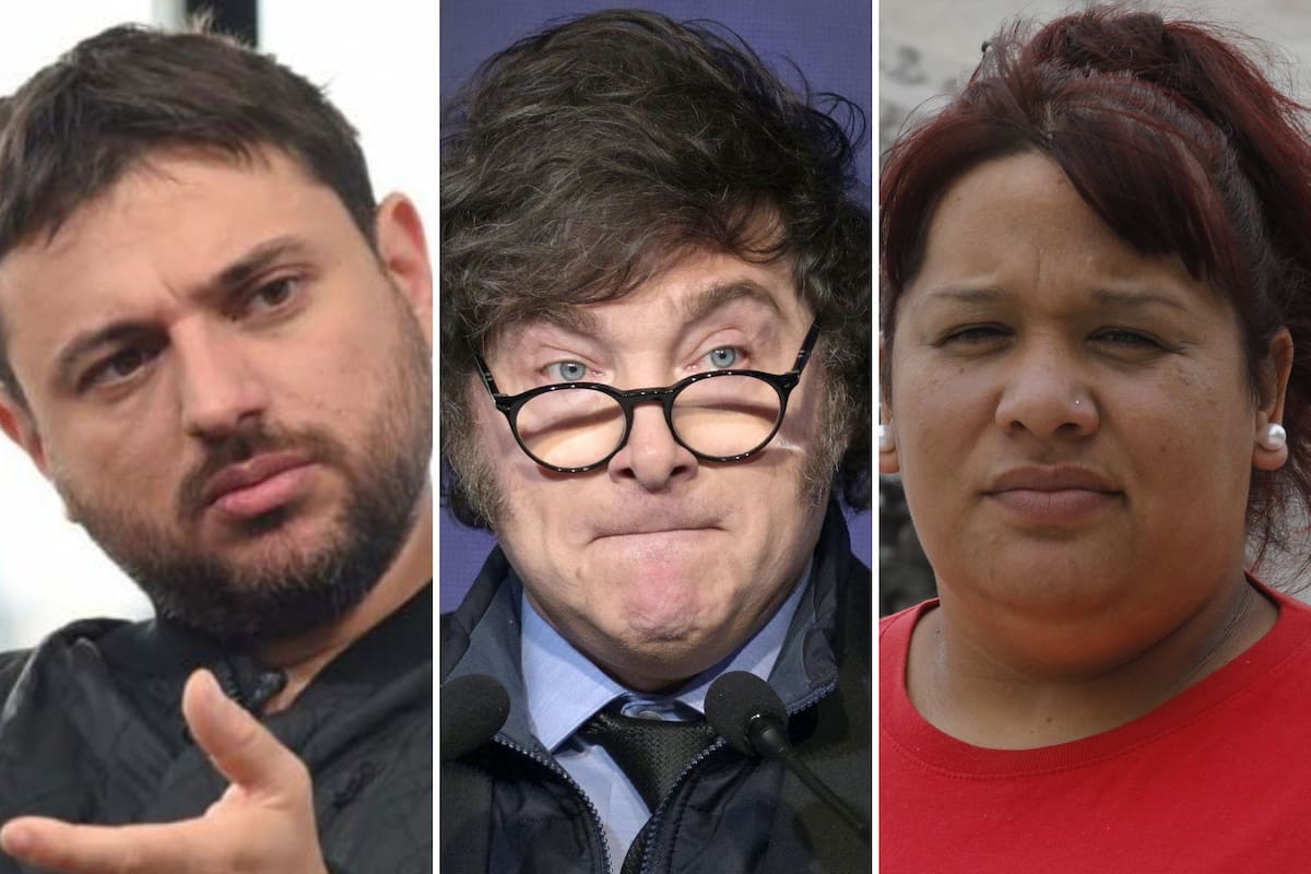 Juan Grabois, Javier Milei y Natalia Zaracho