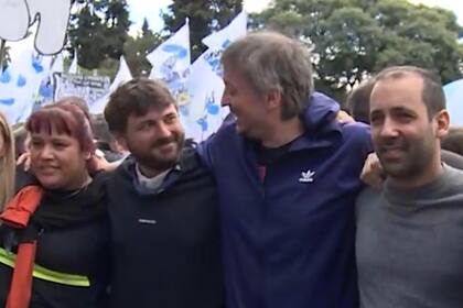 Juan Grabois y Máximo Kirchner, juntos en la movilización del 24 de marzo