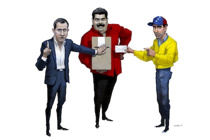 Juan Guaidó, Nicolás Maduro y Henrique Capriles