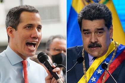 Juan Guaidó, principal opositor del gobierno de Venezuela, y el presidente Nicolás Maduro