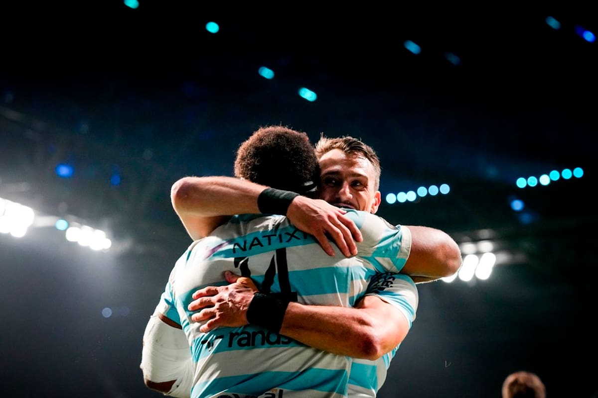 Juan Imhoff y el festejo en una nueva victoria del Racing 92, que marcha cuarto en el Top 14