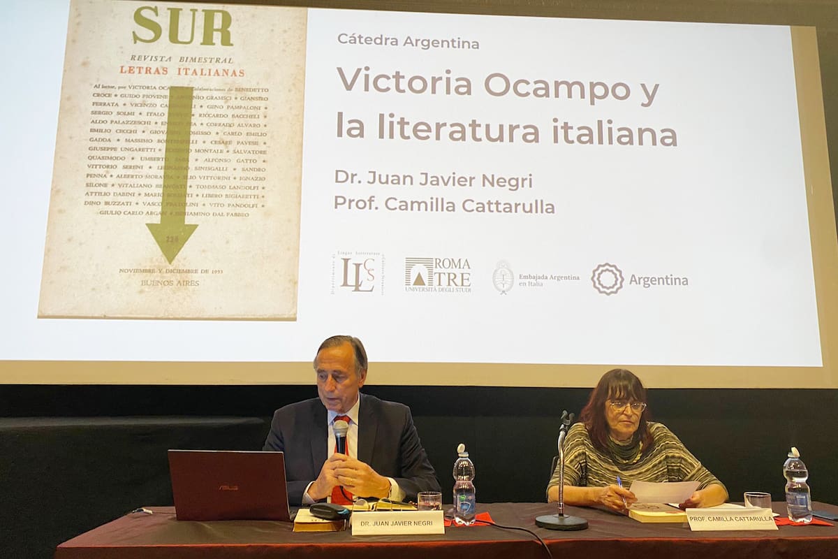 Juan Javier Negri, presidente de la Fundación Sur, y la profesora Camilla Cattarulla presentan "Victoria Ocampo y la literatura italiana"
