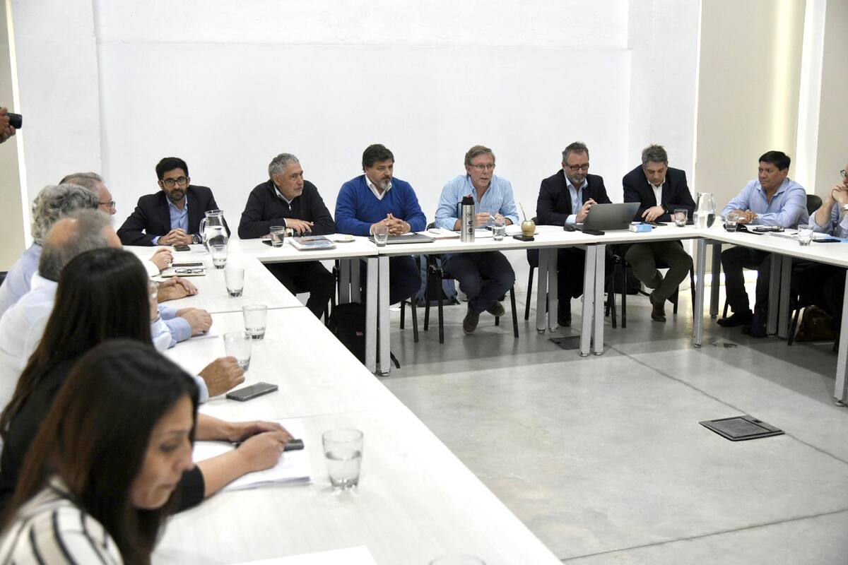 Juan José Bahillo, en el centro, en la reunión con ministros del agro de las provincias de la región central. Se sumó la Mesa de Enlace