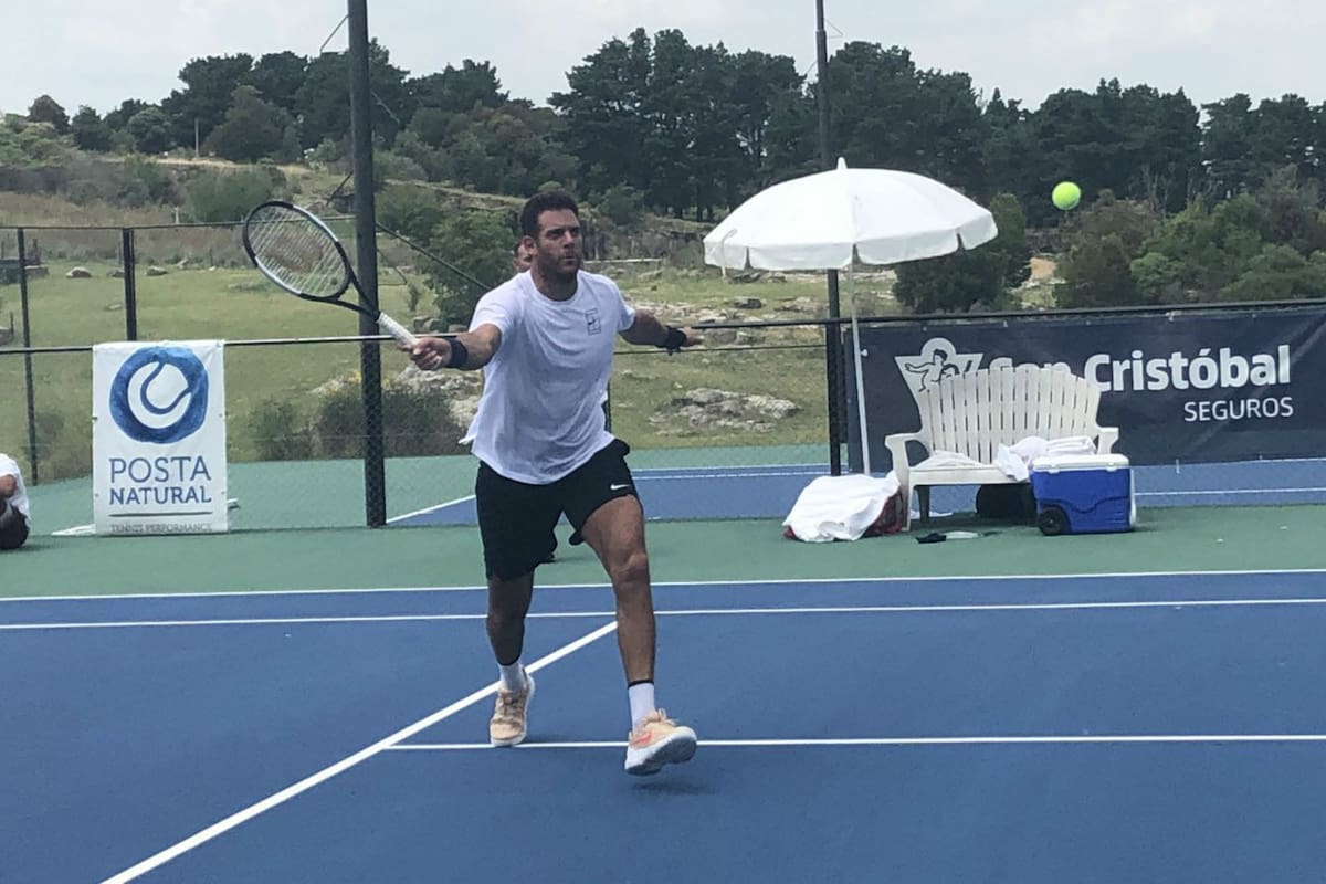 Juan Martín del Potro durante el entrenamiento a puertas abiertas en Tandil