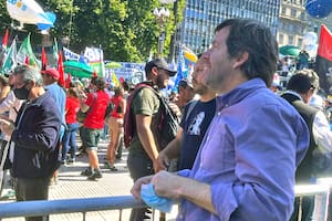 Juan Pablo Biondi en la marcha de Plaza de Mayo