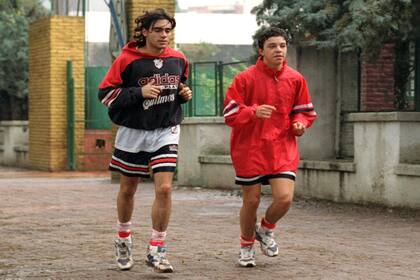 Juan Pablo Sorín y Marcelo Gallardo entrenando en River Plate
