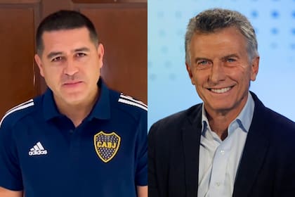 Juan Román Riquelme, candidato a Presidente por el oficialismo, y Mauricio Macri, candidato a Vicepresidente por la oposición