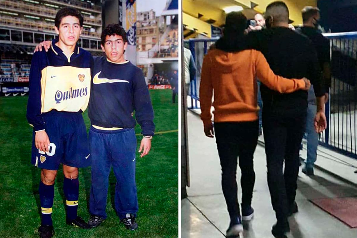 Juan Roman Riquelme y Carlos Tevez, hace más de veinte años y hoy; dos vidas en Boca.