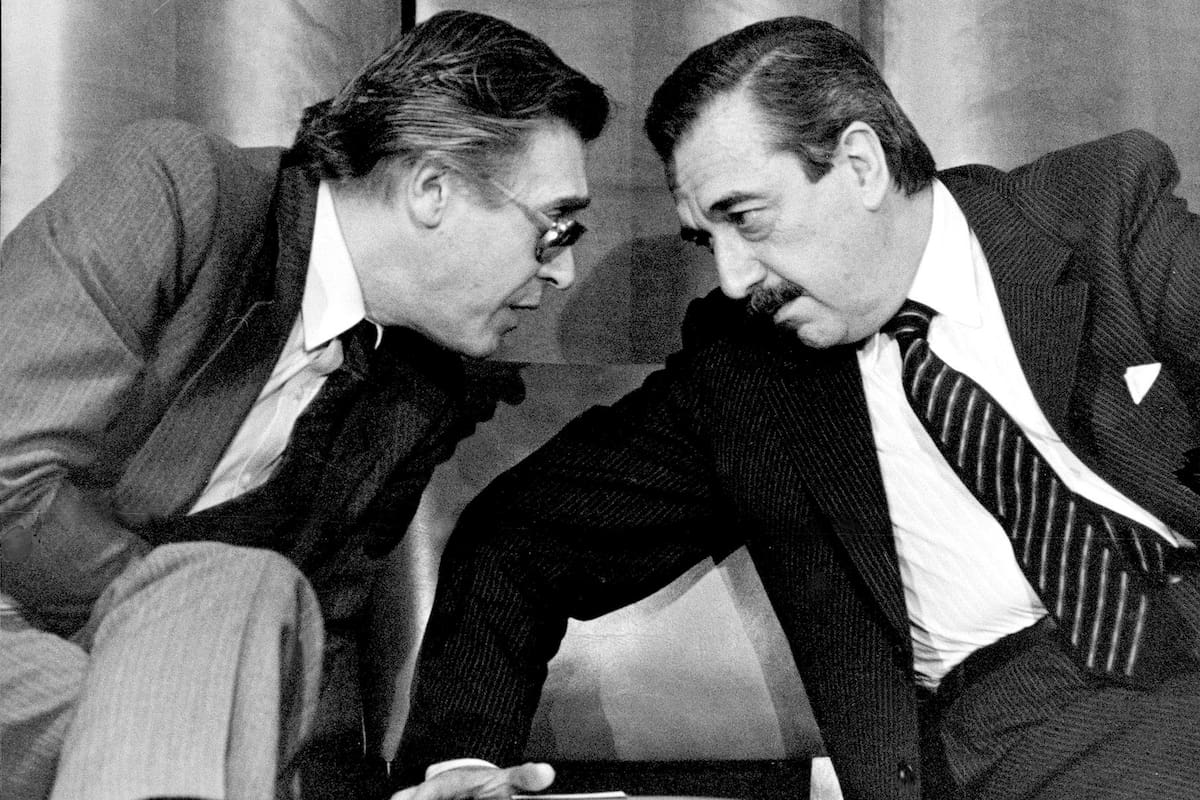 Juan Sourrouille y Raul Alfonsín, durante la crisis de 1989