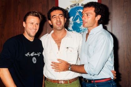 Juan Szafrán con el sueco Björn Borg y con Batata Clerc: manejó la comunicación de dos exhibiciones en Buenos Aires y Punta del Este