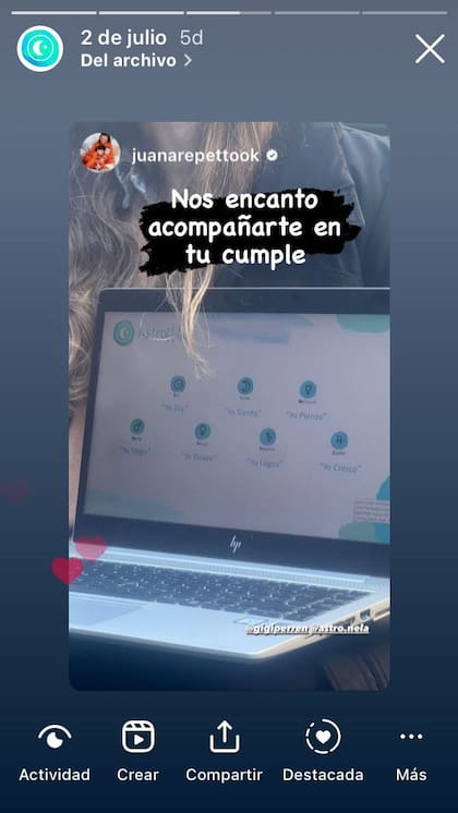 Juana Repetto realizó una actividad de Astrocoaching para su cumpleaños