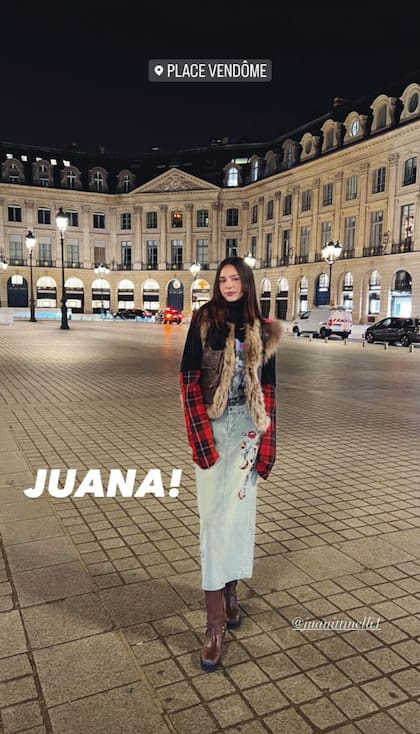 Juana Tinelli de LO Management y Metropolitan Models Group en su primera incursión como modelo en París. Así se mostraba en Place Vendôme.