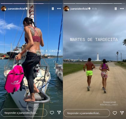 Juana Viale mostró las actividades de sus vacaciones: nadó en el mar y salió a correr con su novio Yago Lange (Foto: Instagram @juanavialeoficial)