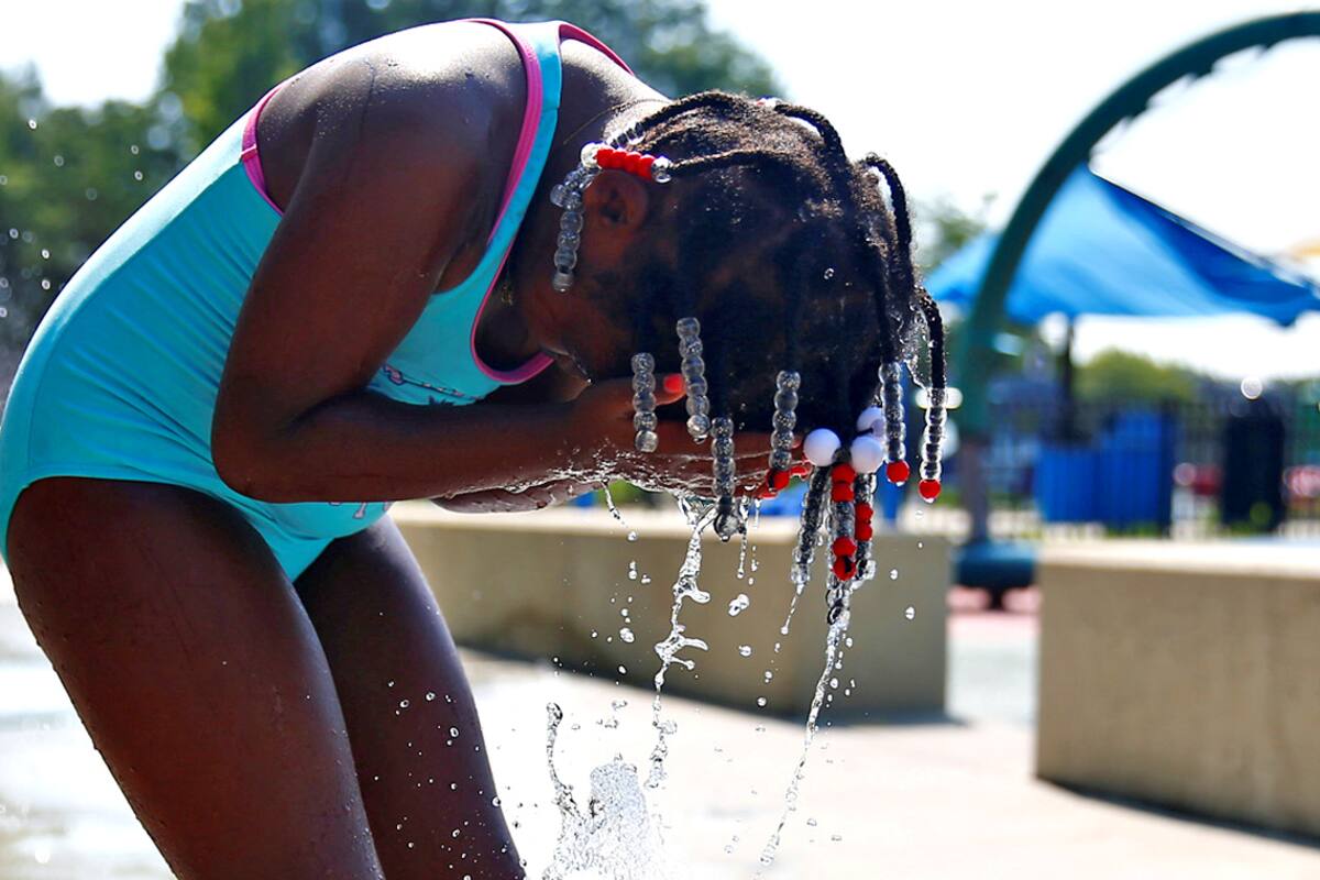 Juegos de agua en el vecindario de Shaw, en Washington DC