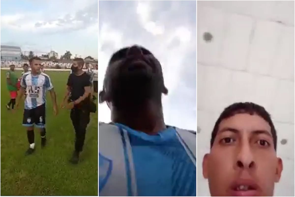 Jugadores de Gimnasia y Tiro de Oran, que perdieron 2 a 0 ane Sportivo Alberdi, le robaron el celular a un periodista y no sólo que no pudieron borrar el video sino que quedaron en primer plano. Captura de video