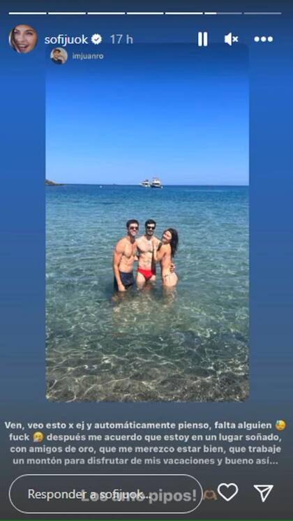 Jujuy Jiménez con sus amigos. Le agradeció a sus seguidores por el apoyo en estos momentos difíciles
