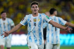 Julián Álvarez anotó el primer tanto de la Selección Argentina ante Ecuador, a los 23 minutos del primer tiempo.