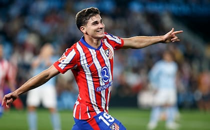 Julián Álvarez celebra el gol que le dio el triunfo a Atlético de Madrid ante Celta de Vigo, por 1 a 0
