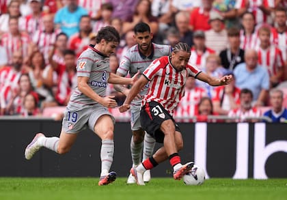 Julián Alvarez, durante el partido entre Atlético de Madrid y Athletic Club de Bilbao, por la Liga de España