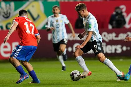 Julián Álvarez, en enero, ante Chile por las eliminatorias; el delantero de River todavía no tuvo la oportunidad de ser titular