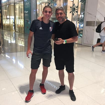Julián Alvarez junto a Sergio Díaz, en 2018, durante sus primeros pasos en la primera de River