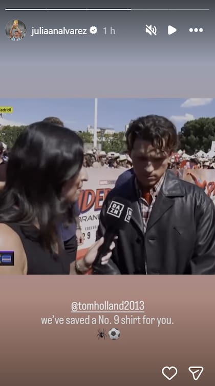 Julián Álvarez reposteó la entrevista de Tom Holland dodne se refirió a él