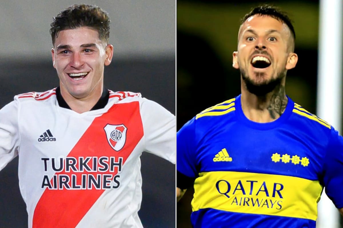 Julian Alvarez (River) y Dario Benedetto (Boca), las cartas de gol de River y Boca, que jugarán el superclásico este domingo en el Monumental