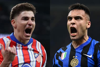 Julián Álvarez y Lautaro Martínez, los dos 9 de la selección argentina, se verán las caras este miércoles, por la Champions League