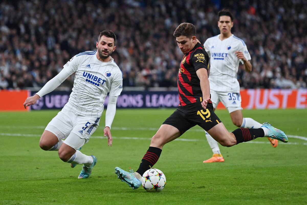 Julián Álvarez ya sabe lo que es anotarle un gol a Copenhague: lo hizo en la etapa de grupos de la Champions League 2022-23