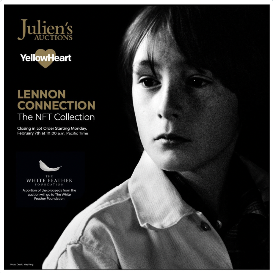 Julian Lennon subastó NFT de objetos de su padre, John