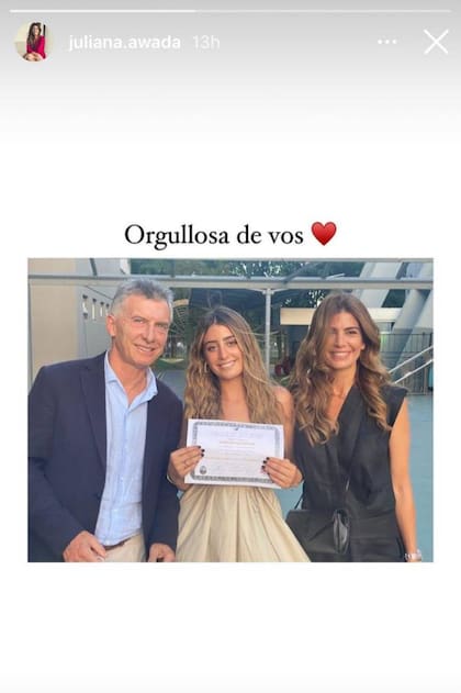 Juliana Awada mostró una imagen del egreso de su hija mayor, Valentina